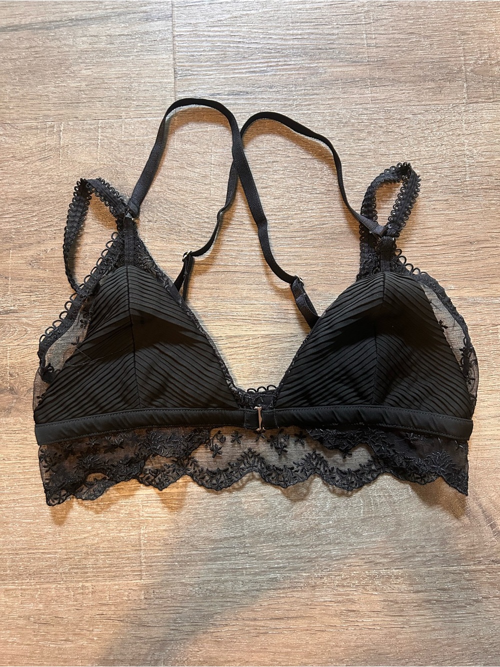 For Love & Lemons Bralette Womens XS Black Lace Strappy Racerback Sheer